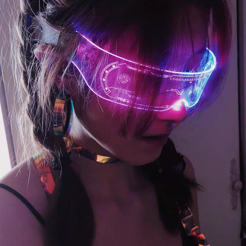 Luminous  Cyberpunk LED Visor Glasses - AzraTec