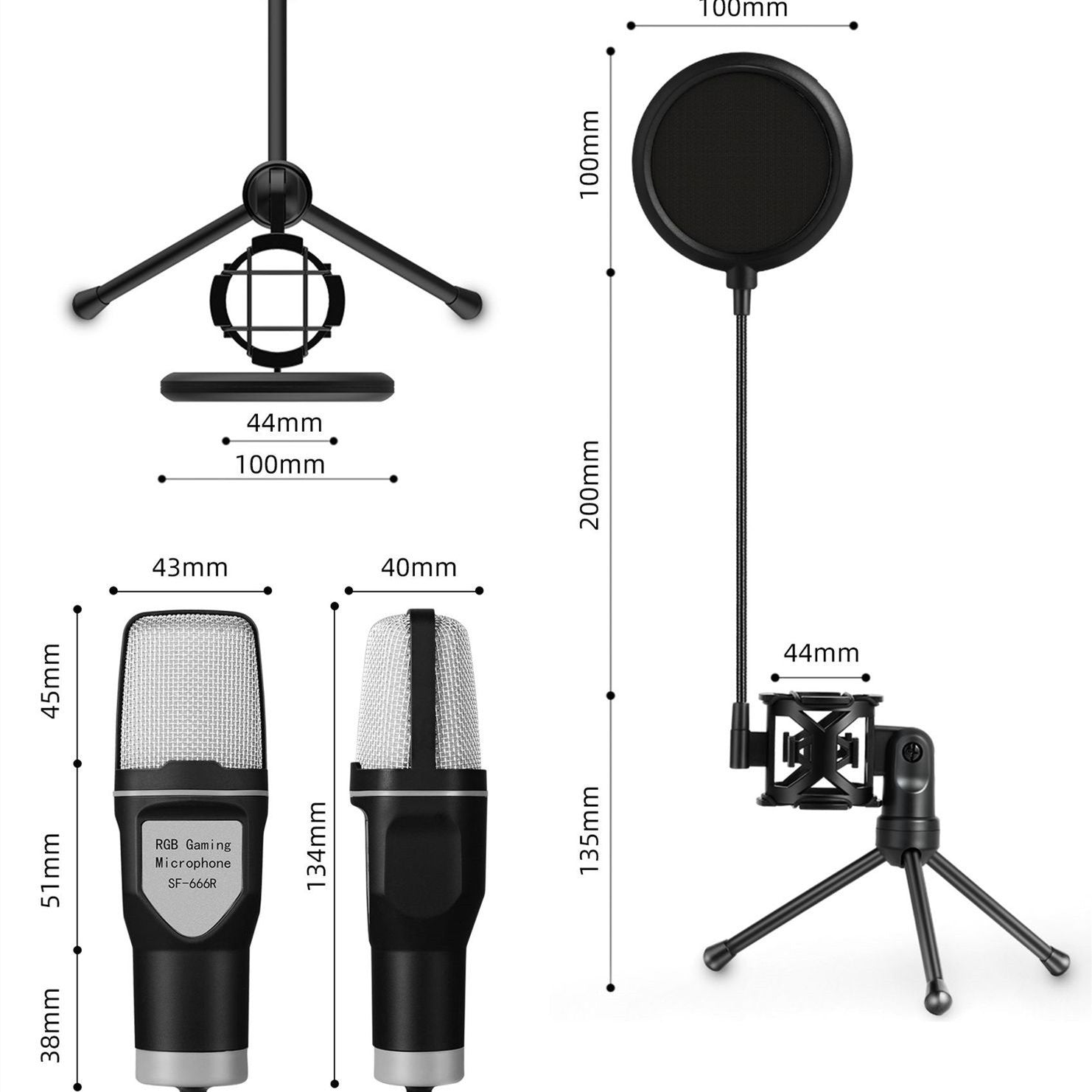 Seven Color Luminous Microphone With Shock Mount